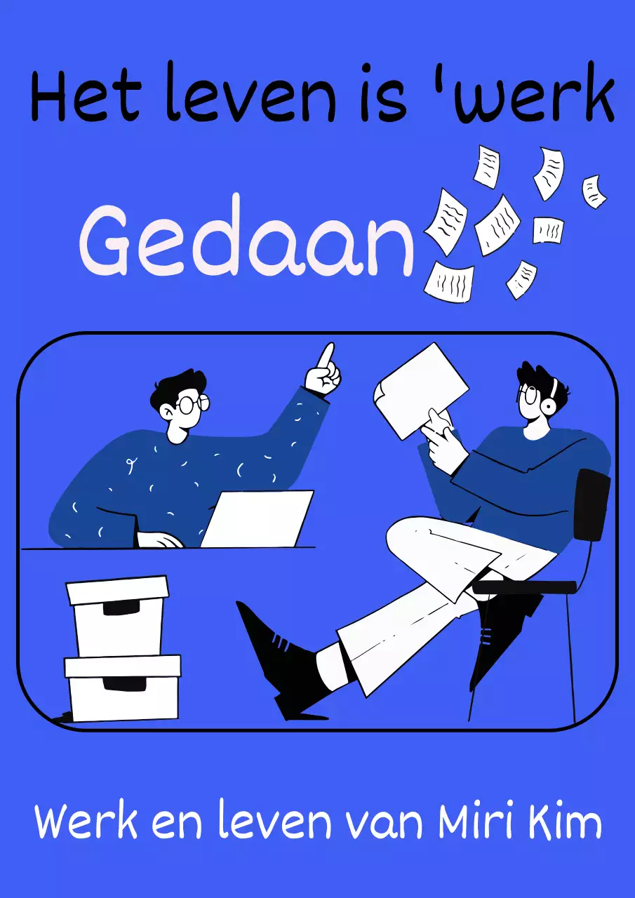 Eenvoudige blauw-witte boekomslag voor leven en werk