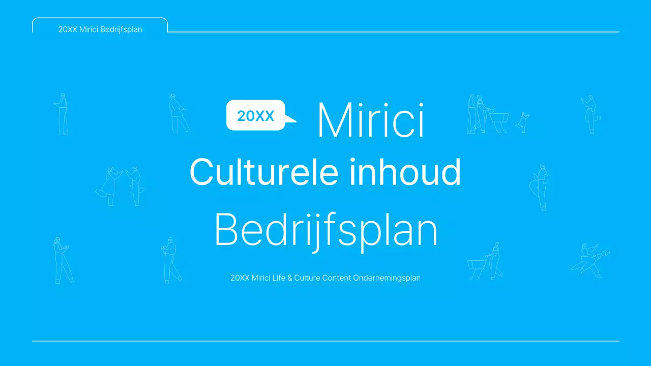 Een strak blauw-wit ondernemingsplan voor culturele inhoud