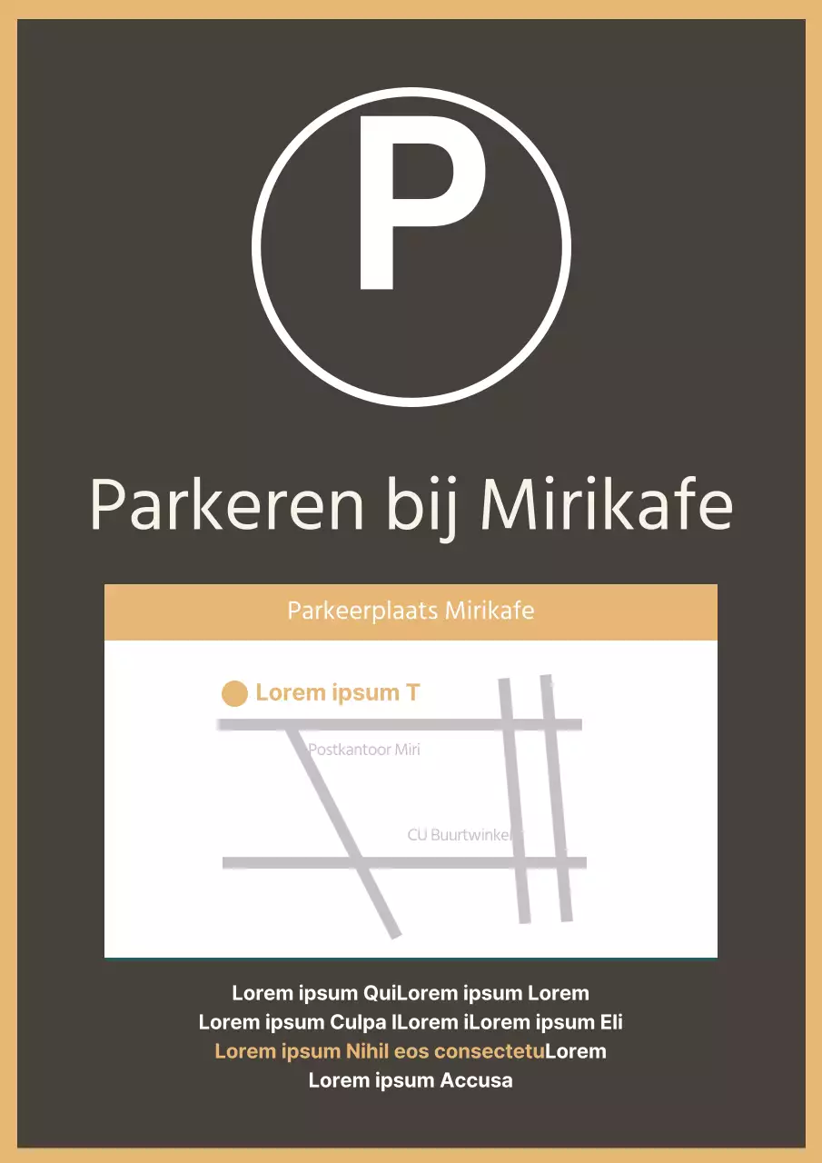 Nette bruine parkeerposter voor een café