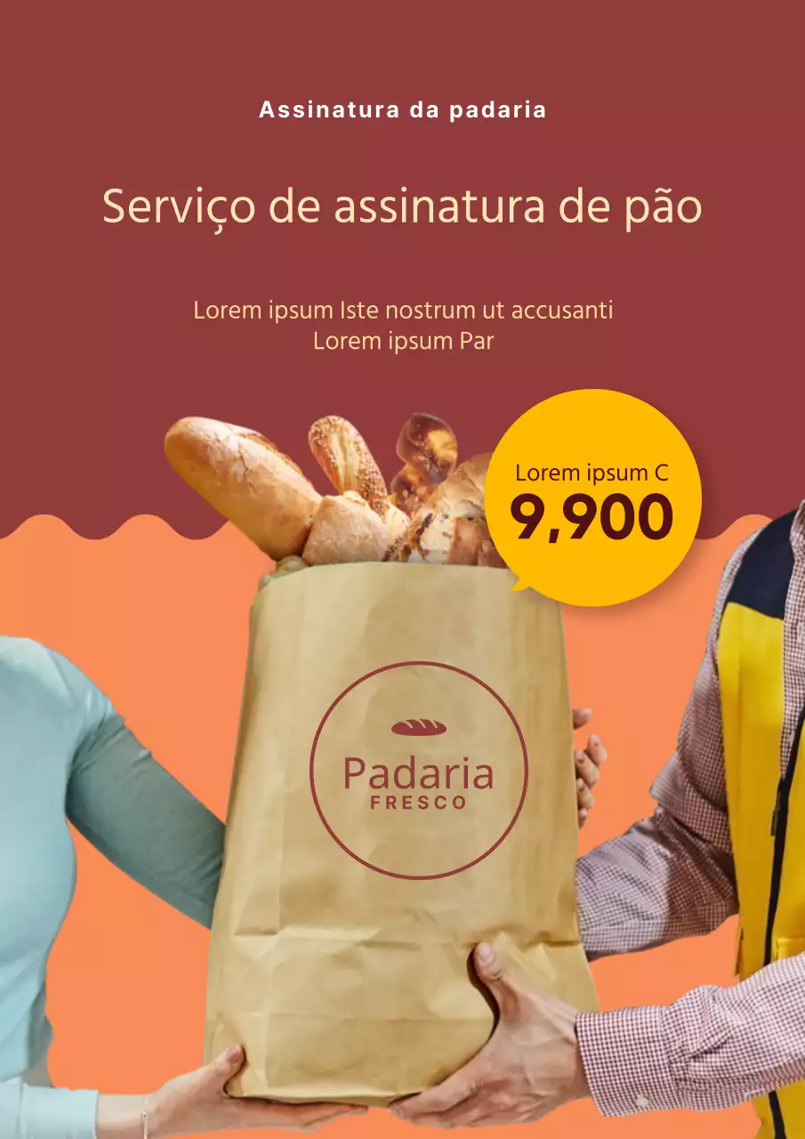 Serviço de subscrição de pão de laranja castanho com um conceito simples