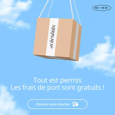 Promotion simple de livraison gratuite en bleu clair et beige