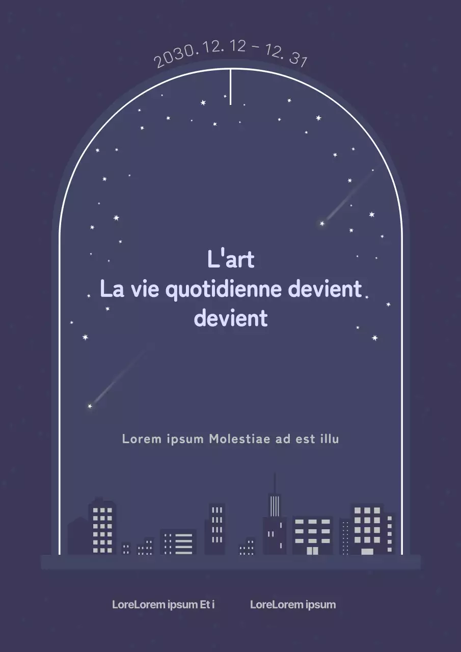 Affiche d'information sur le programme des vacances d'hiver bleu marine et bleu ciel de nuit