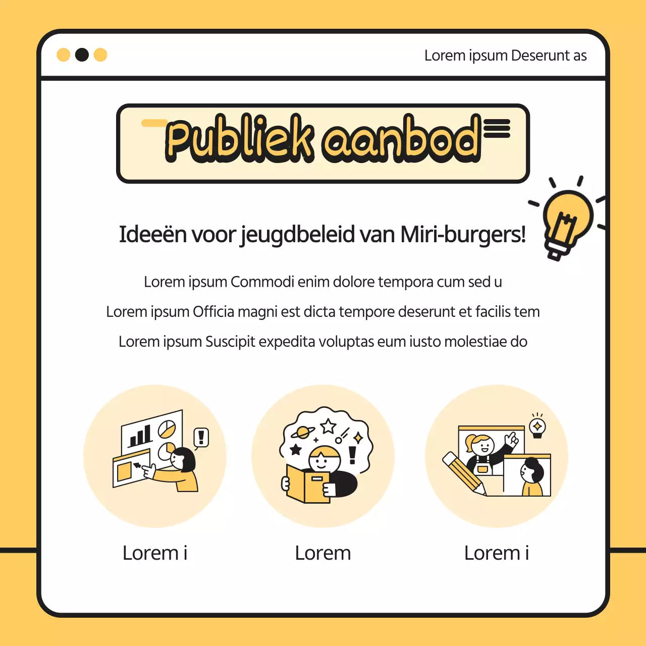 Geel zwart schattige illustratie jeugd online beleidsvoorstel wedstrijd