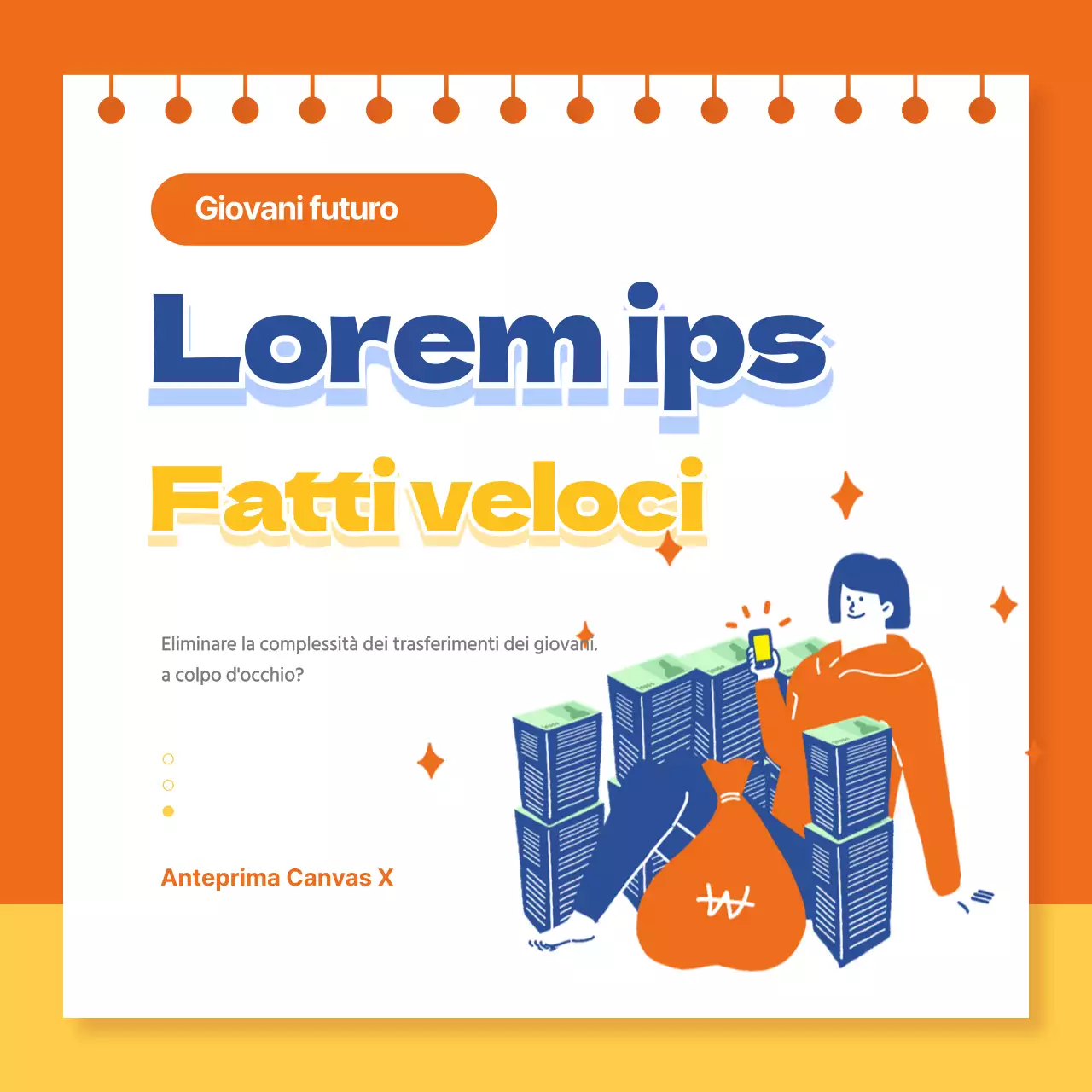 Testo del Prestito Giovani Arancione evidenziato con illustrazioni