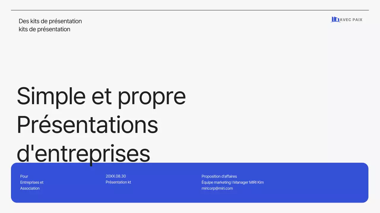 Proposition d'entreprise simple et épurée en bleu-gris