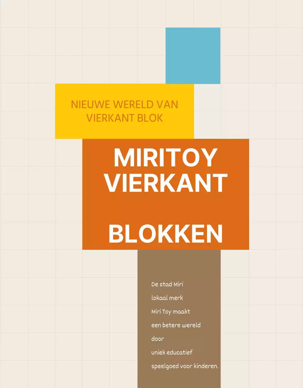 Geel Blauw Bruin Vierkant Blocktoy Kinderparochie Promotie