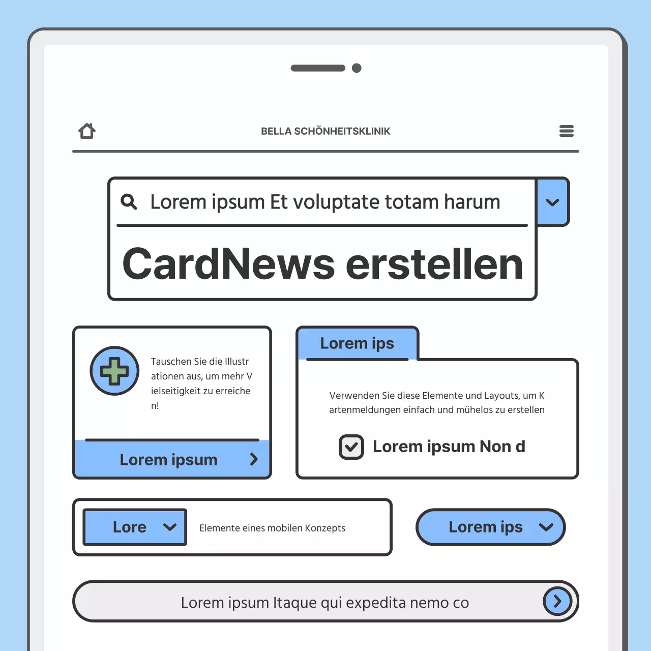 Werben Sie für Ihr Krankenhaus mit einem hübschen mobilen Konzept in Hellblau