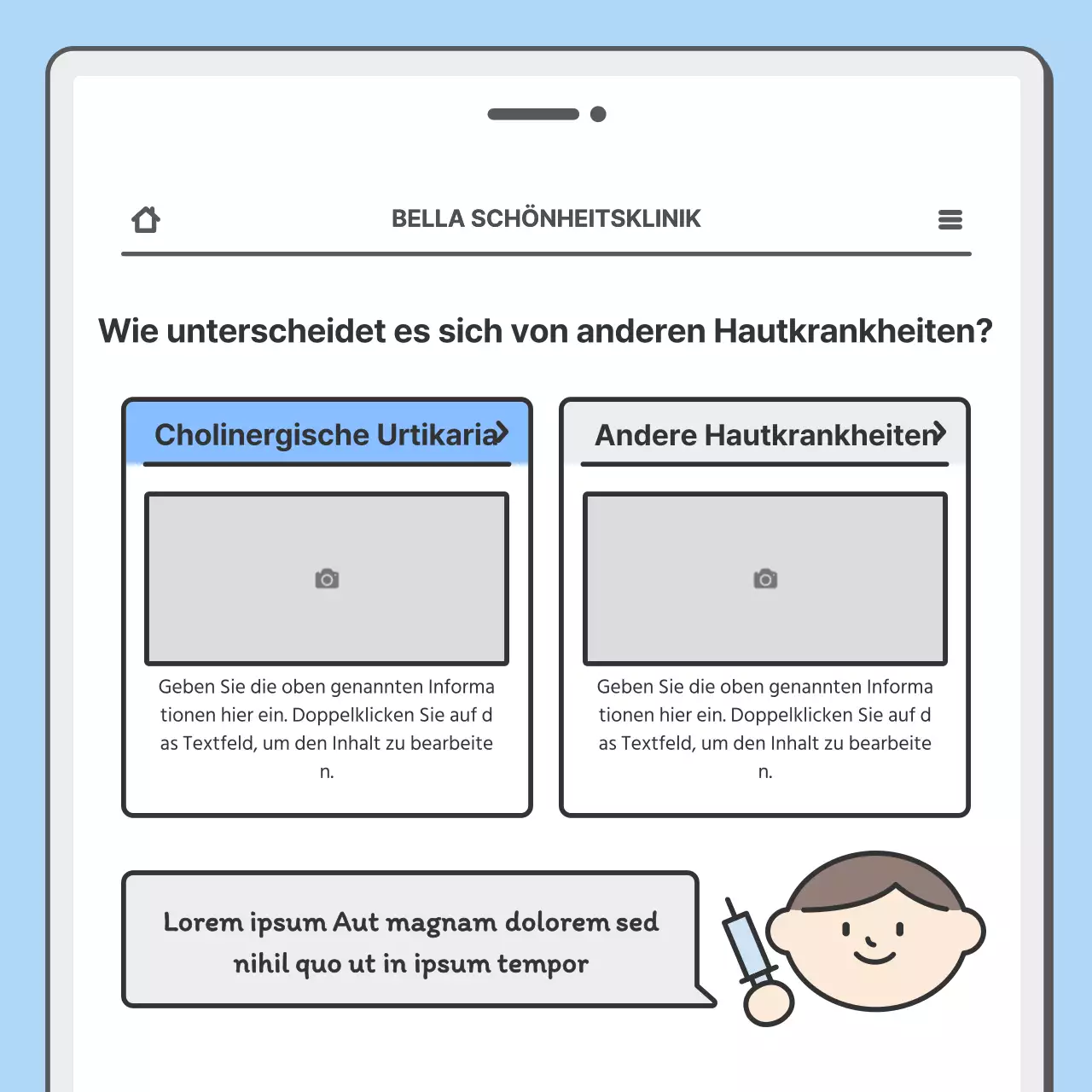Werben Sie für Ihr Krankenhaus mit einem hübschen mobilen Konzept in Hellblau