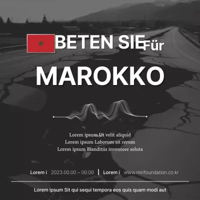 Unterstützung der Erdbebentrauer in schwarz-weißer und grauer Modernität