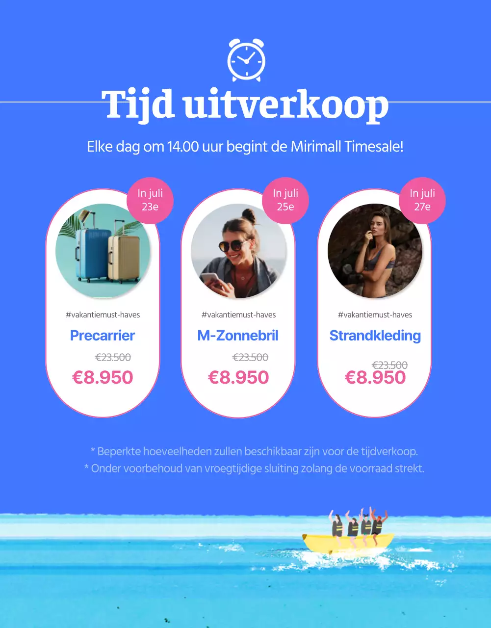 Promoot je grote zomeruitverkoop met blauwe en roze kleuren