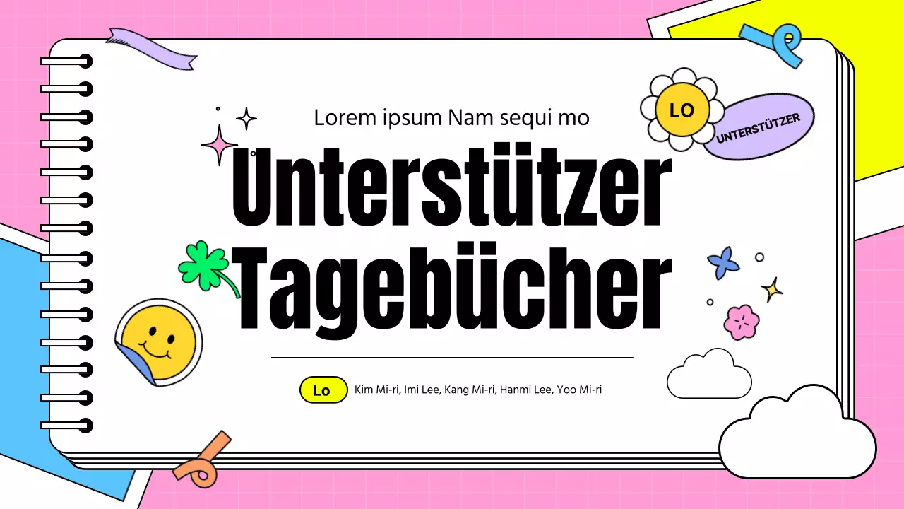 Zeugnispräsentation der Unterstützer in Form eines kitschigen Zettels in Rosa und Hellblau