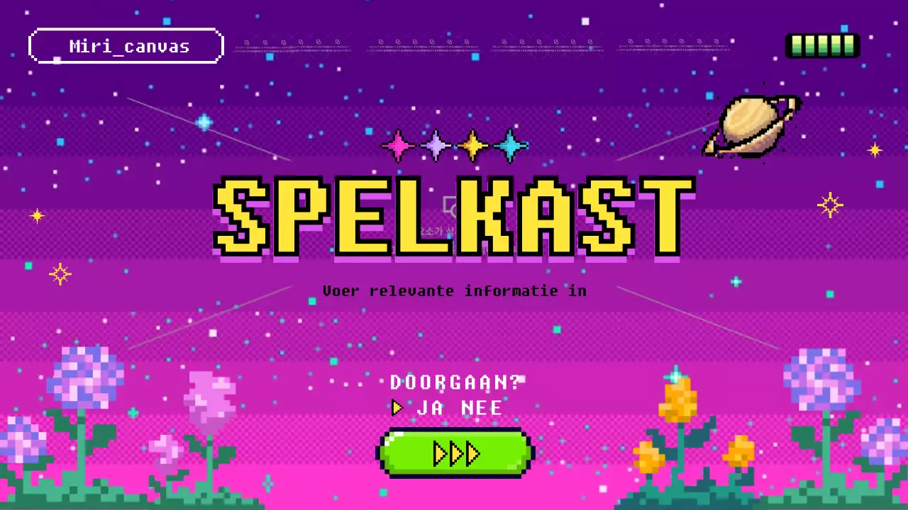 Cybernetische spellen in paars en roze promoten