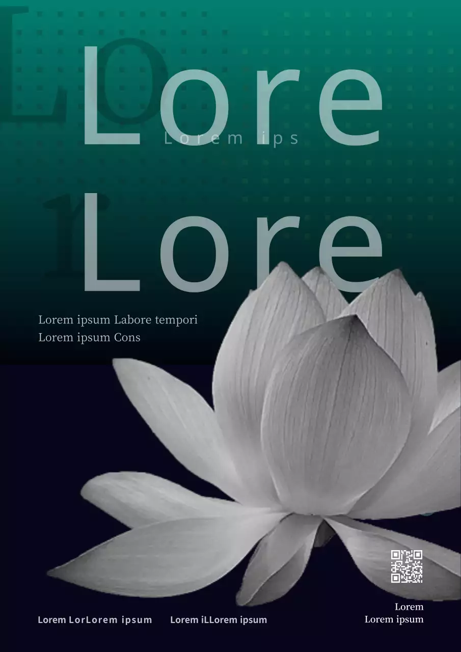 Immagine promozionale moderna e orientale del soggiorno del tempio con fiori di loto neri e verdi