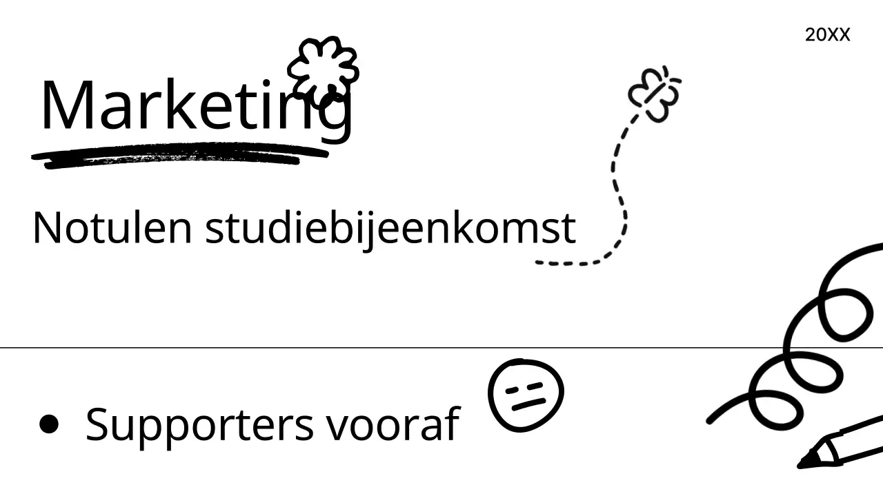 Studienotulen in zwart-wit met een doodle-concept