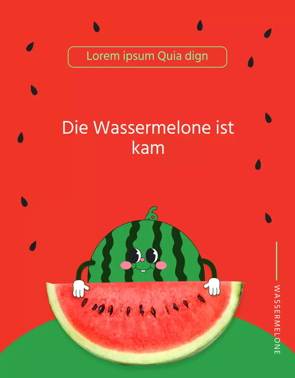 Werbung für ein Einkaufszentrum, das tropische Wassermelonen in Rot und Grün verkauft