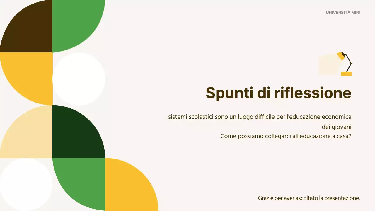 Materiale semplice per l'educazione economica dei giovani di colore giallo e marrone