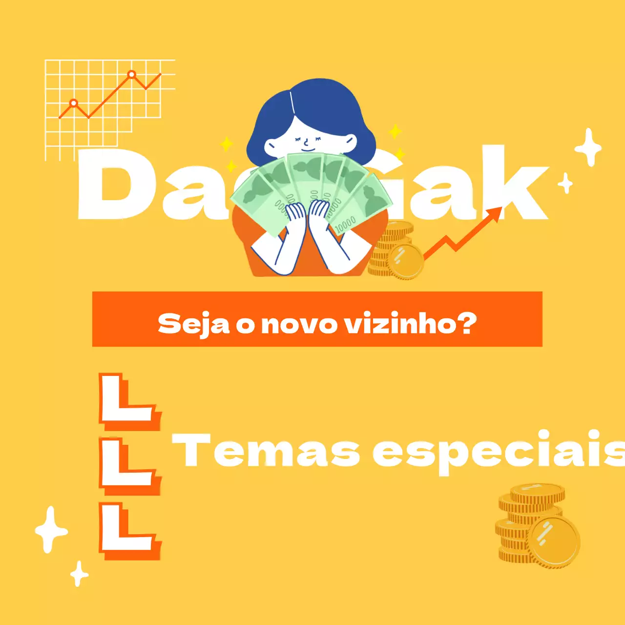 Ilustração realçada com texto financeiro a amarelo