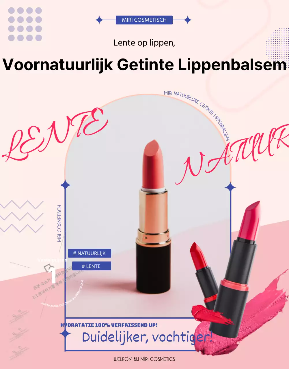 Felle cosmeticareclame met roze lippenstift