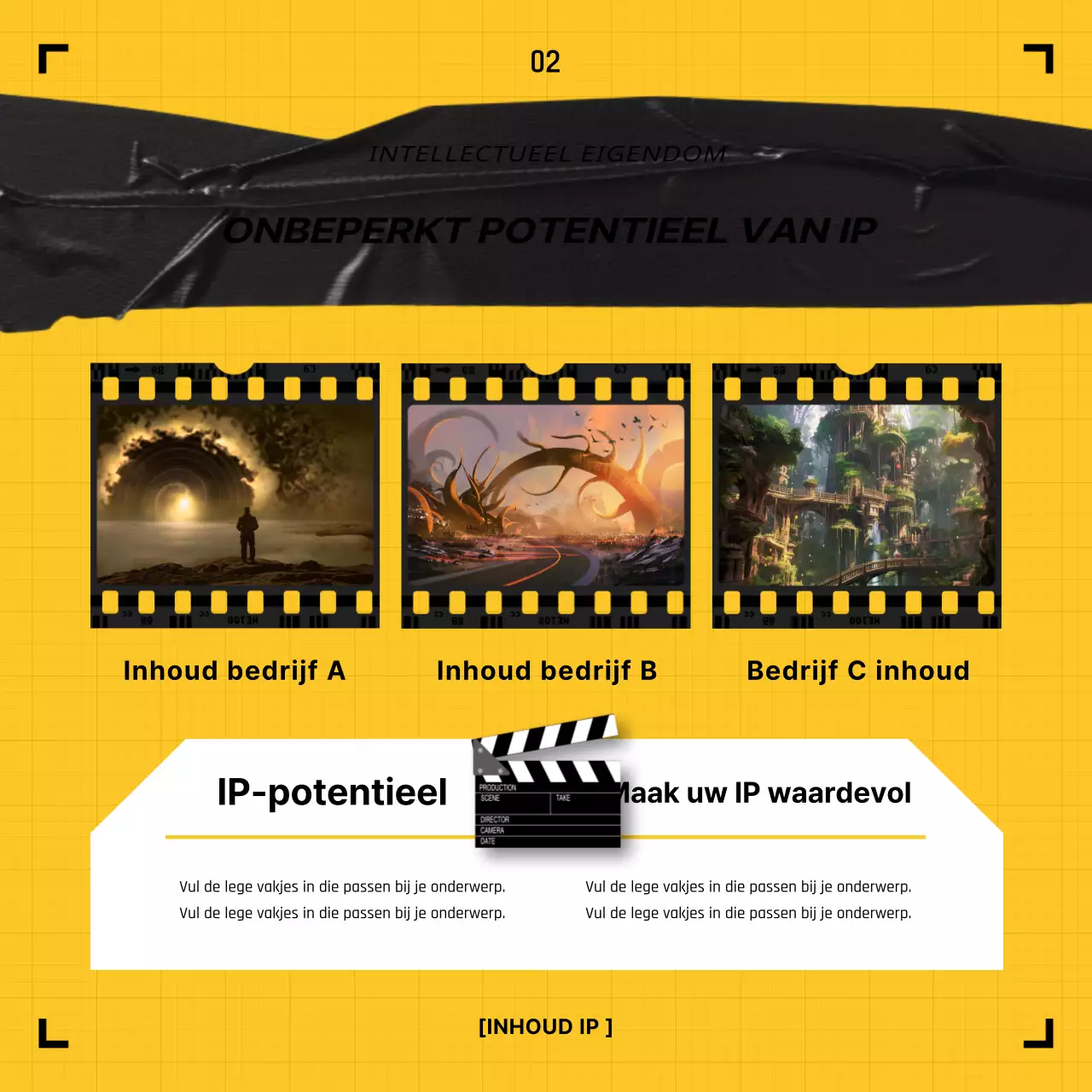 Geel en zwart videoband concept IP Copyright