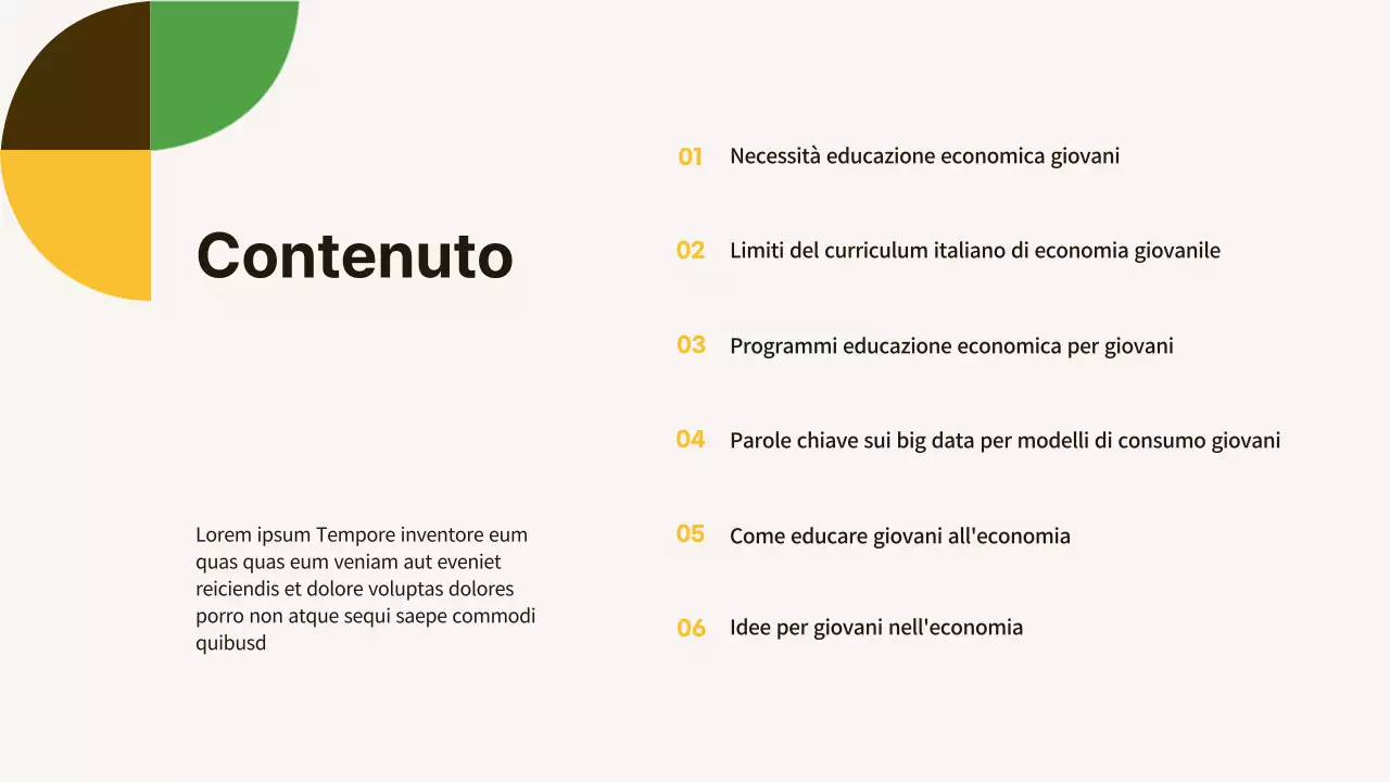 Materiale semplice per l'educazione economica dei giovani di colore giallo e marrone