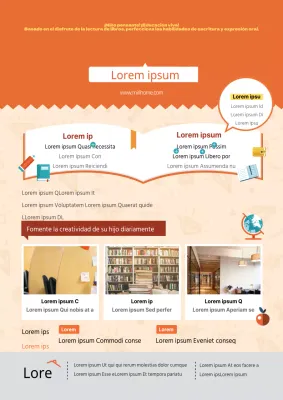Promociona la escuela de inglés de tus hijos con simpáticas ilustraciones y fotos de color naranja