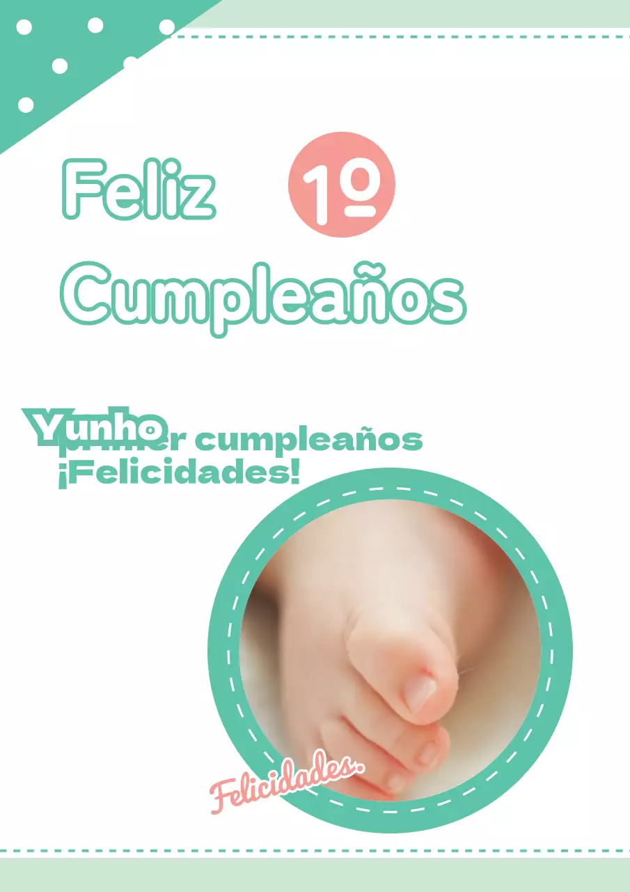 Simpática celebración del primer cumpleaños con fotos de recién nacido en color menta