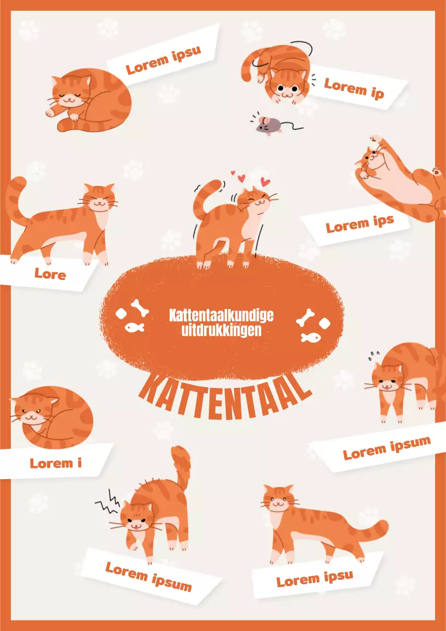 Ivoor en oranje kat verbalisatie educatieve webposter