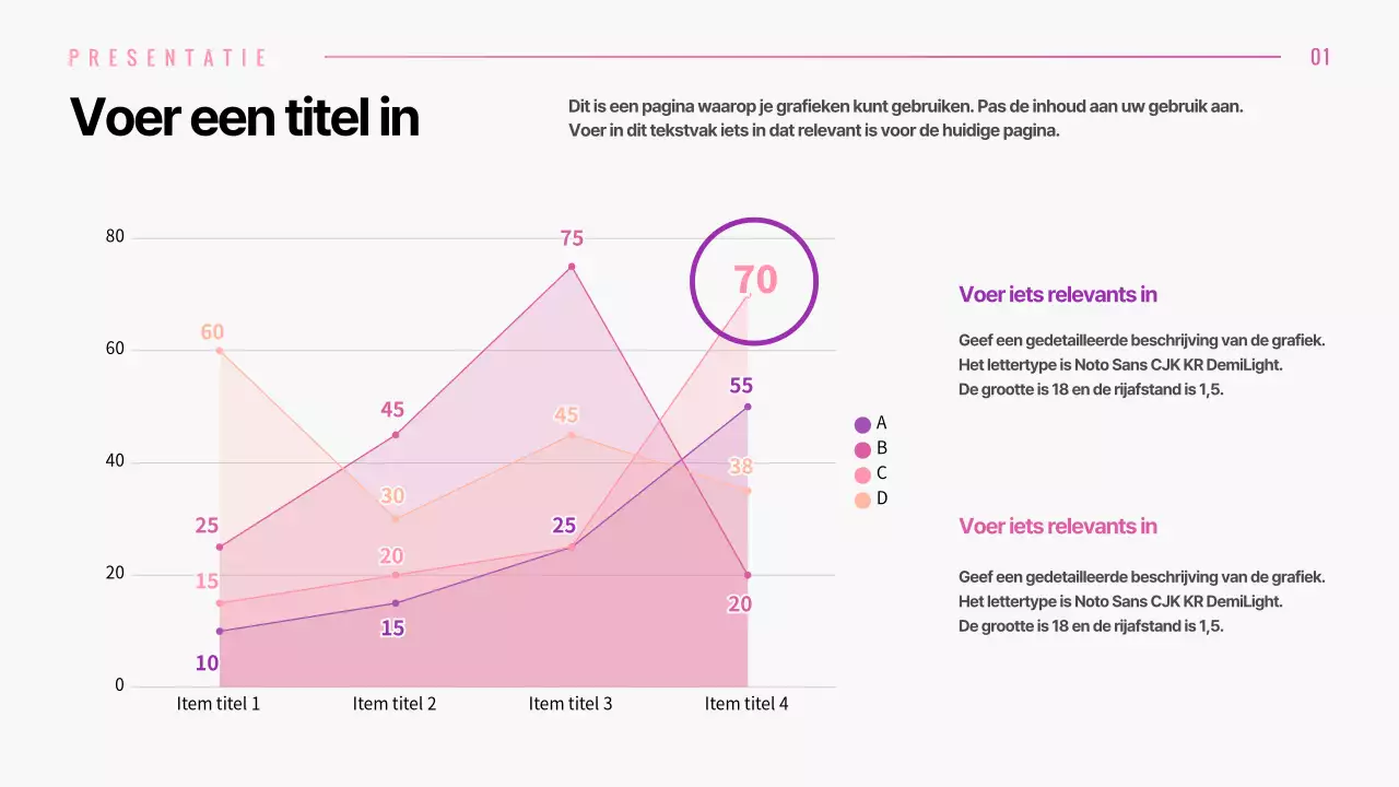 Presentatie van verschillende lay-outs met grafische concepten met roze kleurverloop