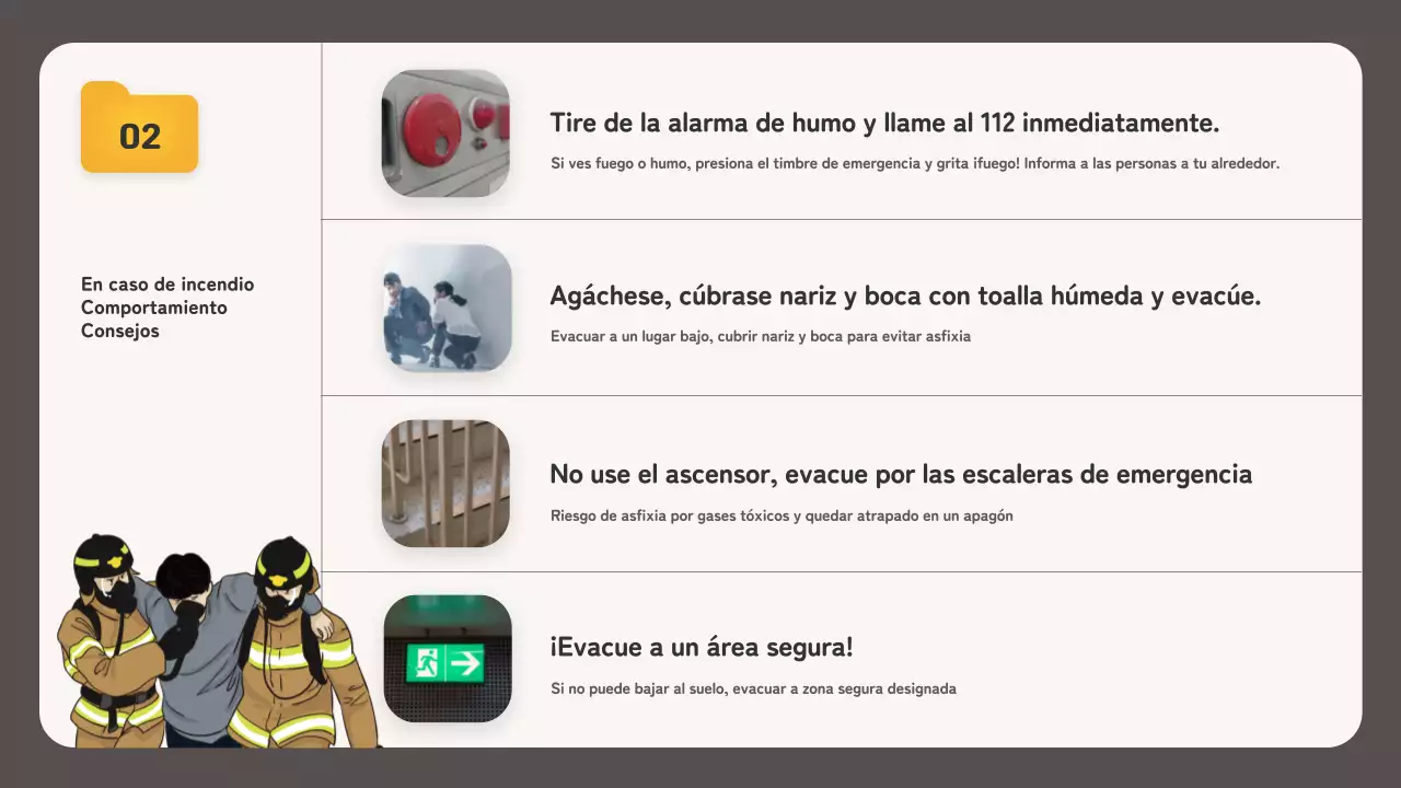 Formación en seguridad contra incendios con un concepto de explorador de archivos beige