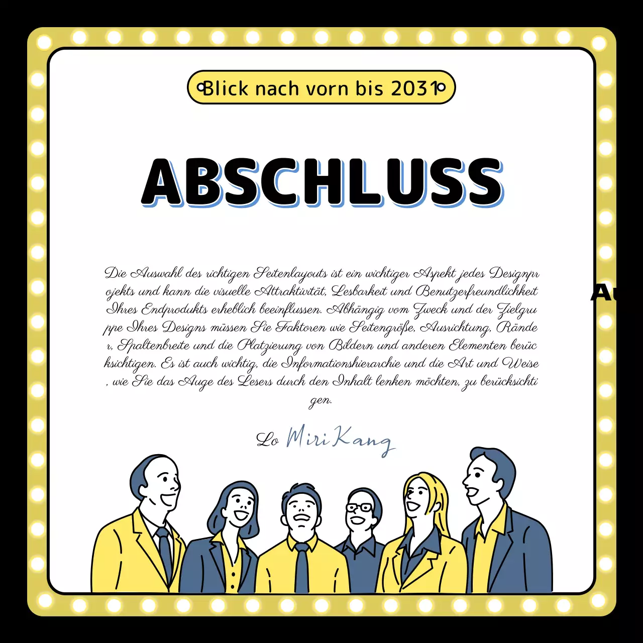 Ende des Jahres Veranstaltung Illustration in gelb blau schwarz