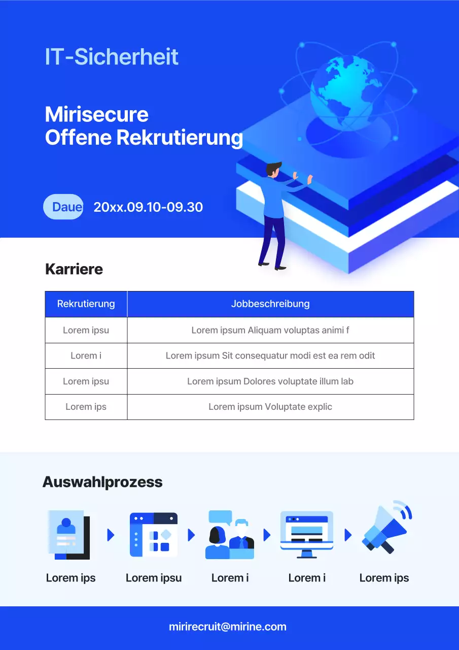 Blaue, einfache Stellenausschreibungen von IT-Sicherheitsunternehmen in blau