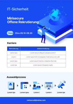 Blaue, einfache Stellenausschreibungen von IT-Sicherheitsunternehmen in blau
