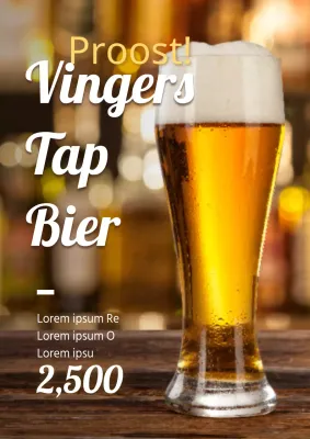 Promoot cafébieren met een foto van een bier in het geel