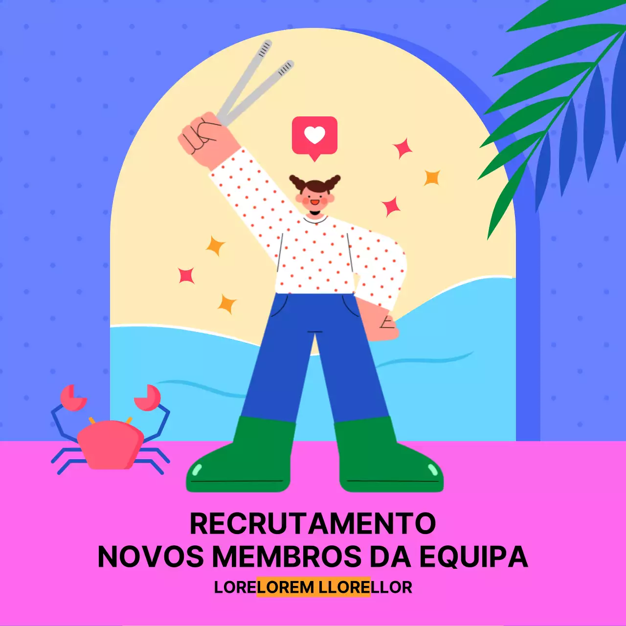 Recrutamento da equipa de escavadoras de praia azul e roxa