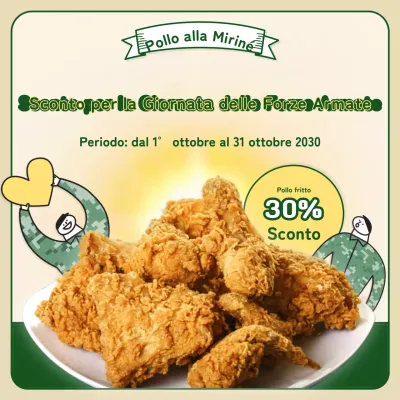 Evento per la Giornata delle Forze Armate con simpatiche illustrazioni in verde, cachi e giallo