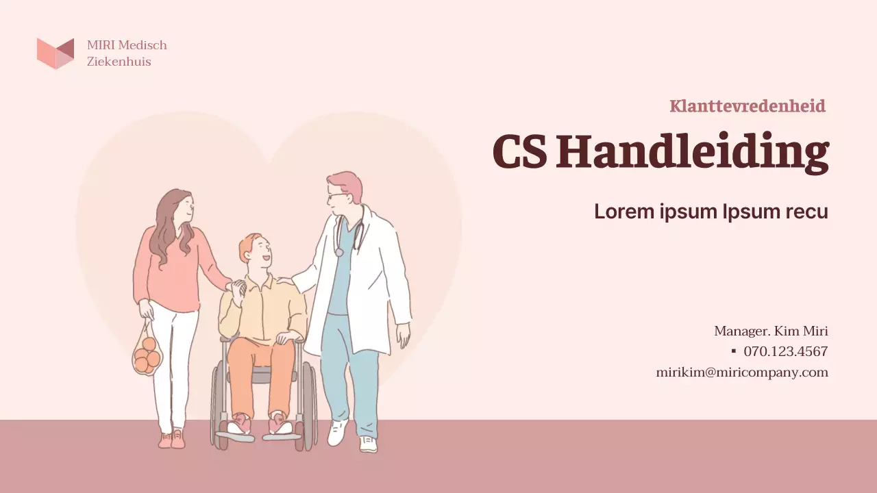 Trainingshandleiding ziekenhuis CS vriendelijkheid in roze pastelkleuren