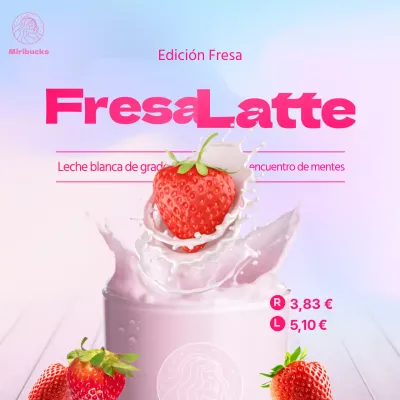 Fondo con sensación de algodón de azúcar Preciosa imagen de un café con leche de fresa en directo