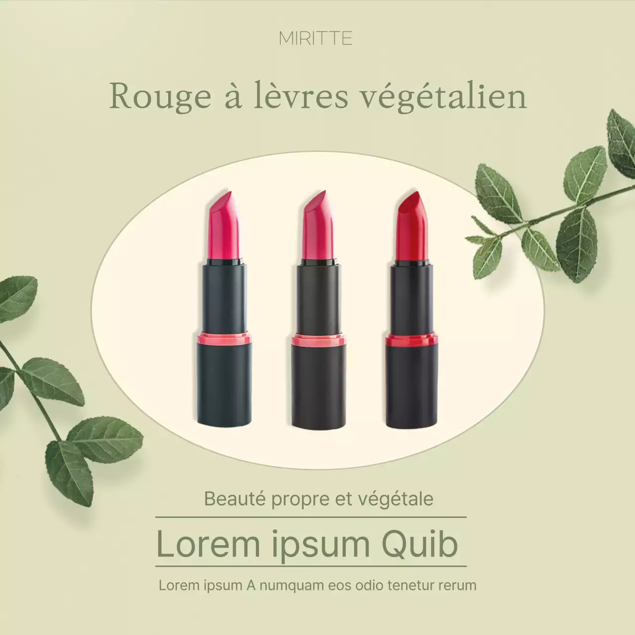 Un rouge à lèvres végétalien doux dans le flux Instagram vert