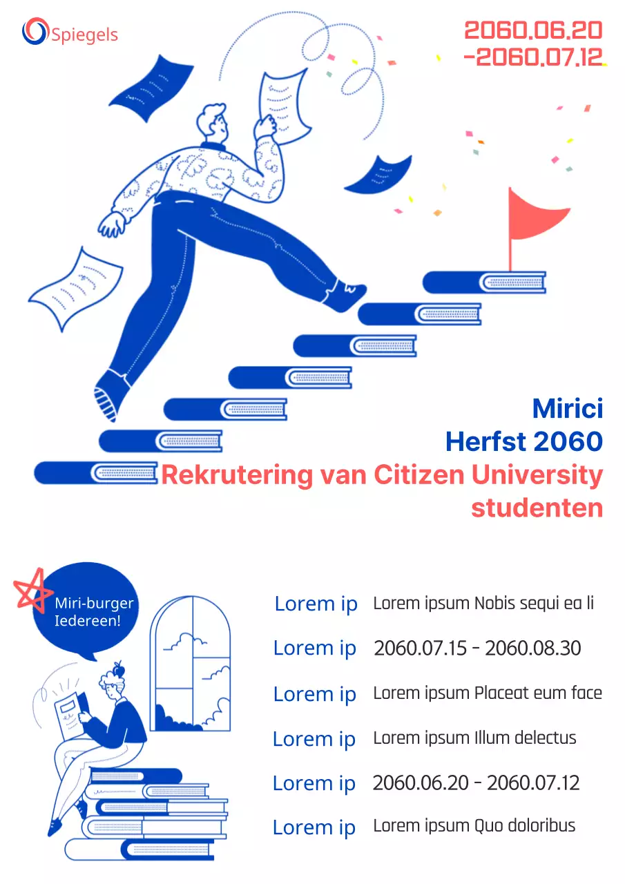 Eenvoudige wit-blauwe aankondiging van werving