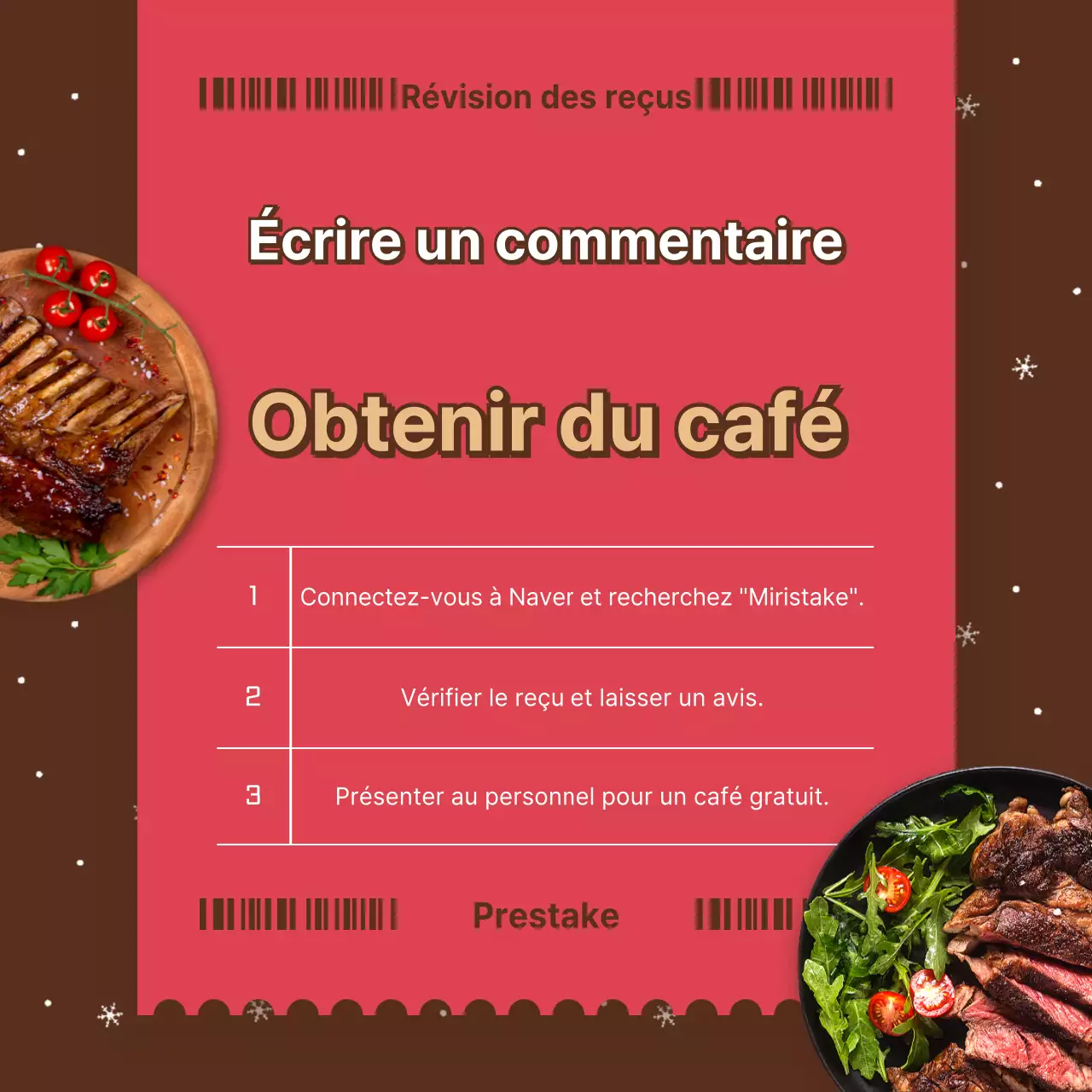 Faites la promotion de votre événement d'examen des reçus de Noël avec une touche de rouge et de brun.