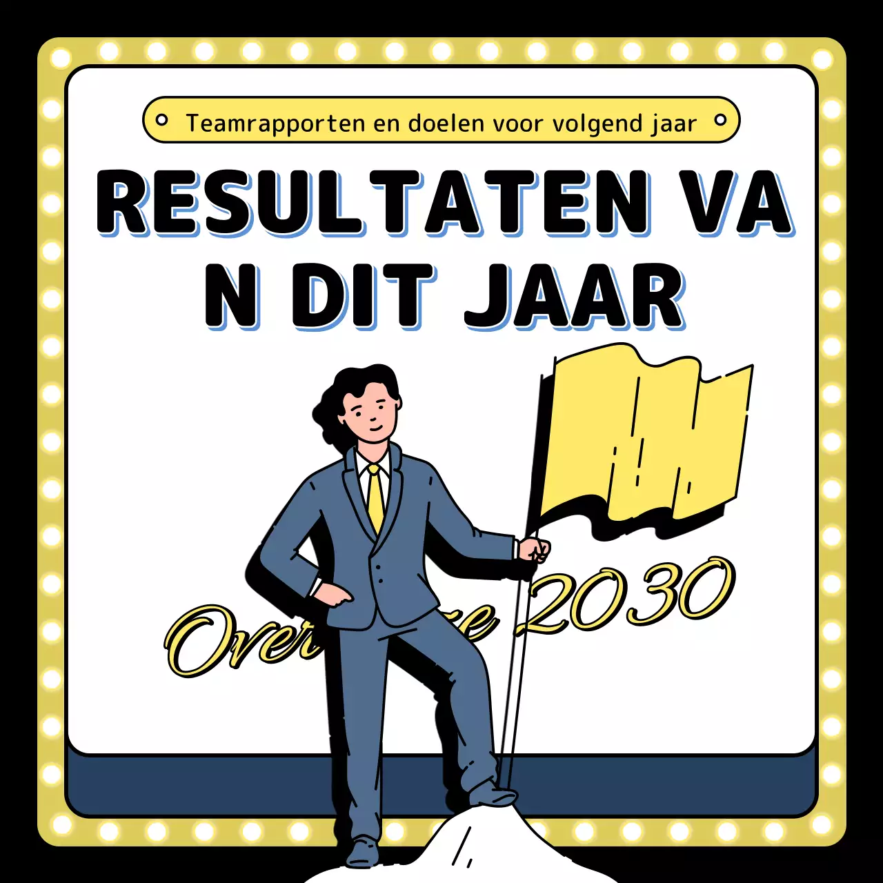 Illustratie eindejaarsevenement in geel blauw zwart