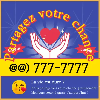 Flyer rétro bonne chance en jaune et bleu