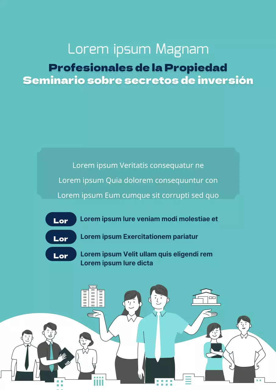 Promocione su seminario inmobiliario con simple verde