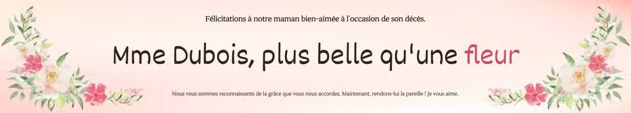 Ses parents, Hee-yeon et Hee-yeon Ko, ont créé un fond dégradé chaleureux avec des illustrations de bouquets et de la calligraphie.