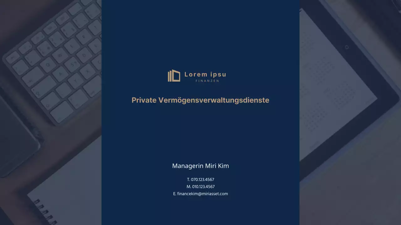 Ein Leitfaden für die persönliche Finanzplanungsberatung in Marineblau und Beige