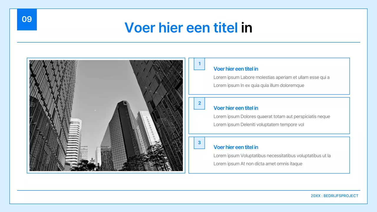 Een eenvoudig bedrijfsplan in wit en blauw
