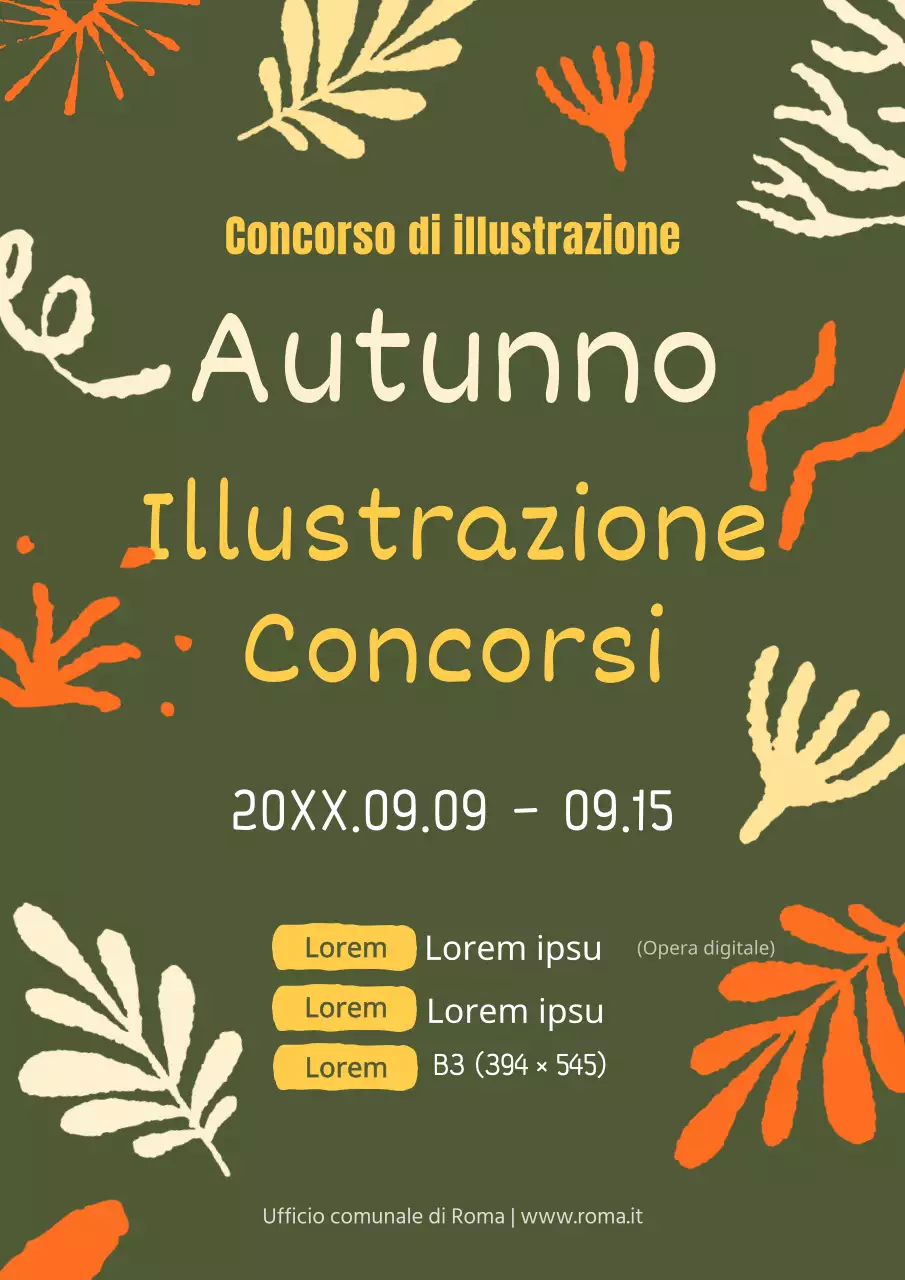 Concorso di illustrazione autunnale verde e arancione