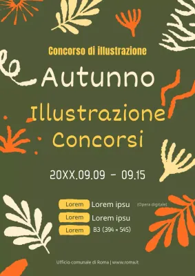 Concorso di illustrazione autunnale verde e arancione