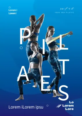 Einfaches Pilates-Werbeplakat mit blauem Farbverlaufshintergrund