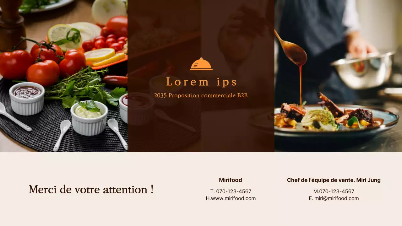 Proposition B2B pour un nouveau produit alimentaire en brun et orange